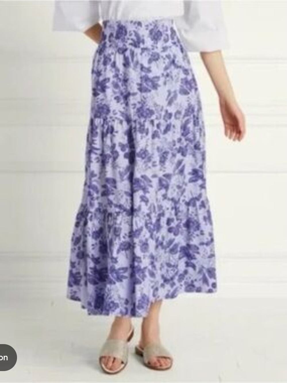 Hill House Purple Floral Cotton Midi Florence Skirt New XS